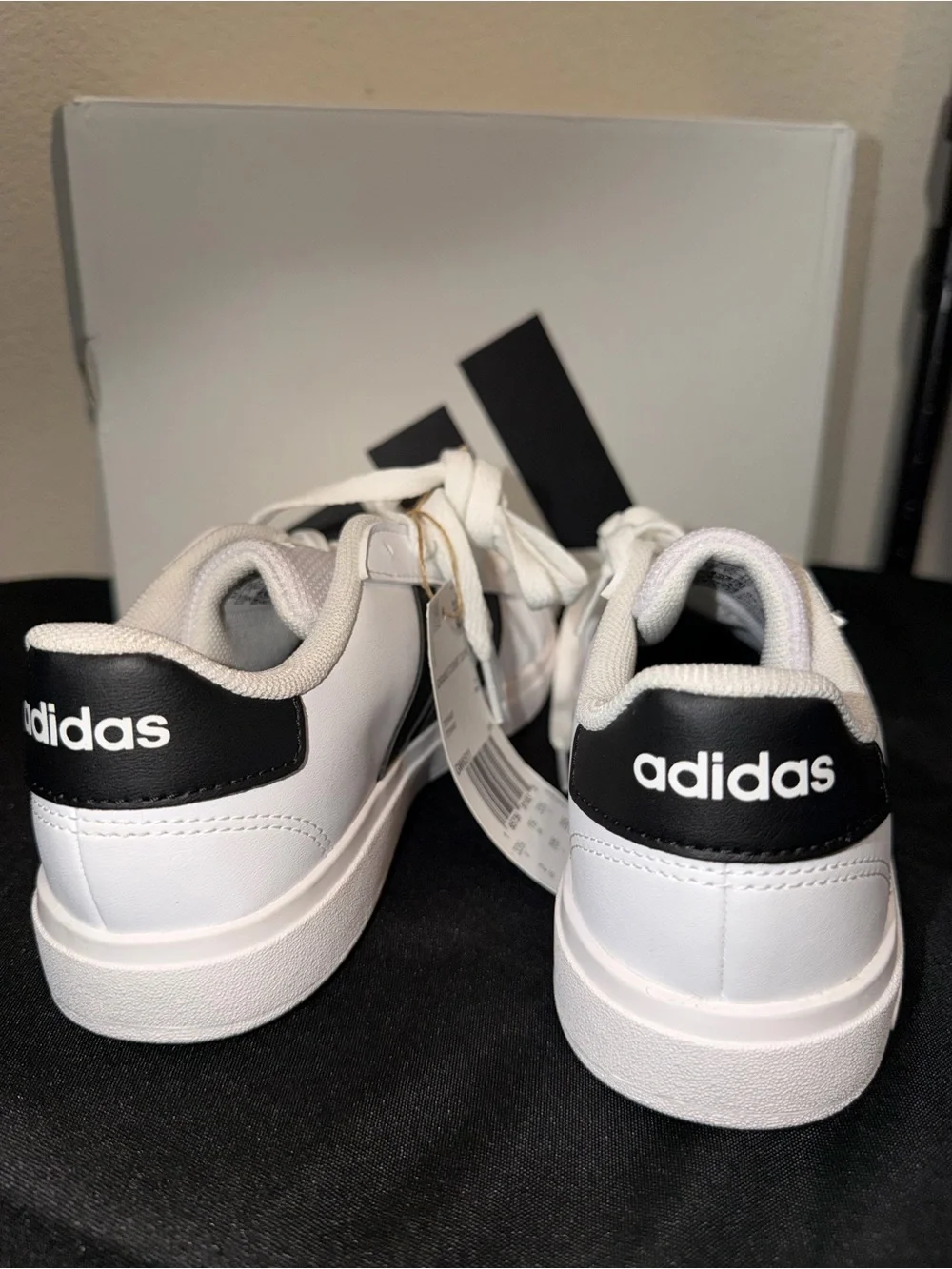 adidas White Sneakers with Black Three Stripes - Kids